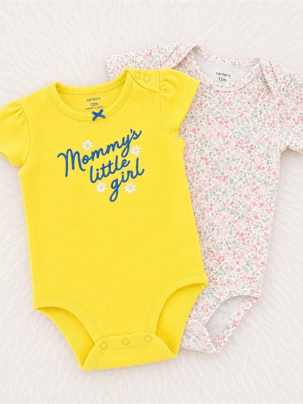 Carter's Yellow & White Floral Baby Bodysuit Set